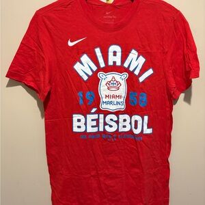 Nike Miami Marlin’s Red Graphic Tee Sz Sm